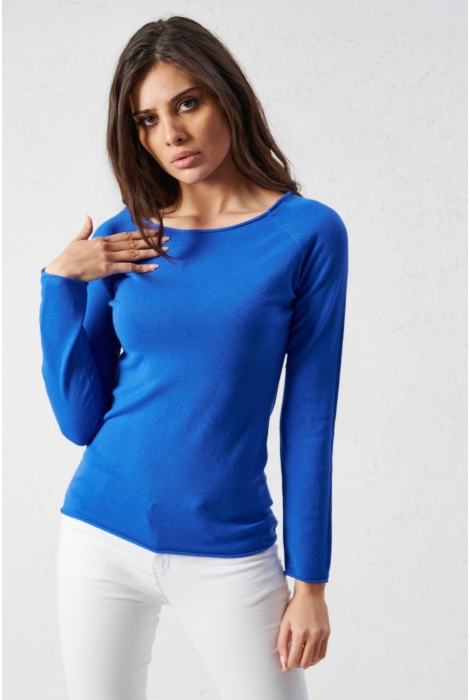Dopasowany Sweter BASIC - Niebieski