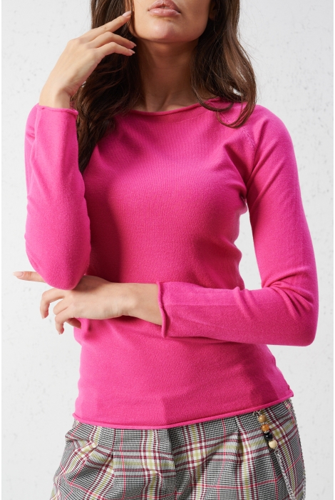 Dopasowany Sweter BASIC - Różowy